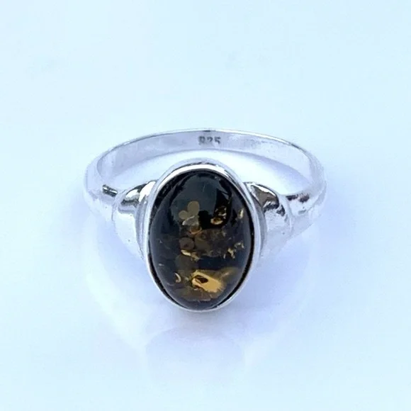 Amber and Silver Ring ~ Size 7-1/2 - Picture 4 of 6